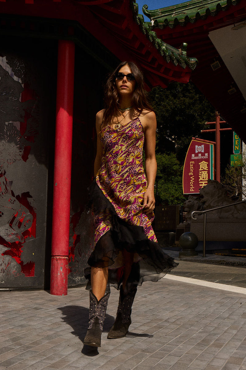 She's A Firecracker Silk Slip Dress - Wild Fuchsia