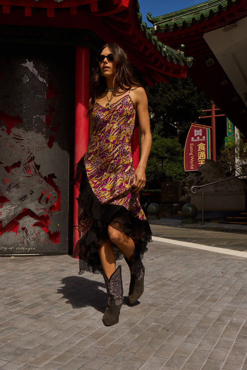 She's A Firecracker Silk Slip Dress - Wild Fuchsia