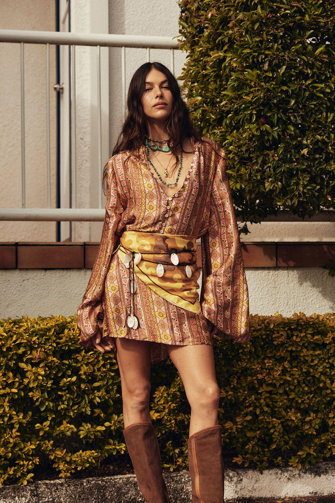 Deep River Silk Mini Dress - Amber Meadow