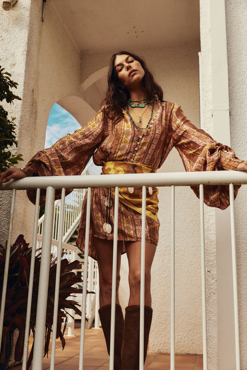 Deep River Silk Mini Dress - Amber Meadow