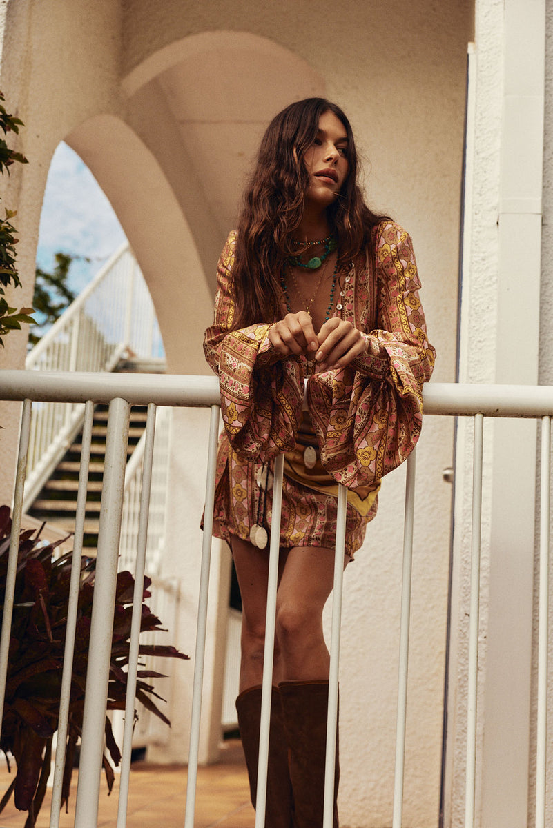 Deep River Silk Mini Dress - Amber Meadow