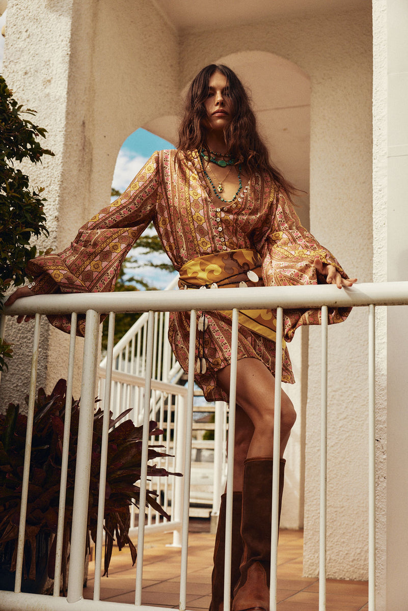 Deep River Silk Mini Dress - Amber Meadow