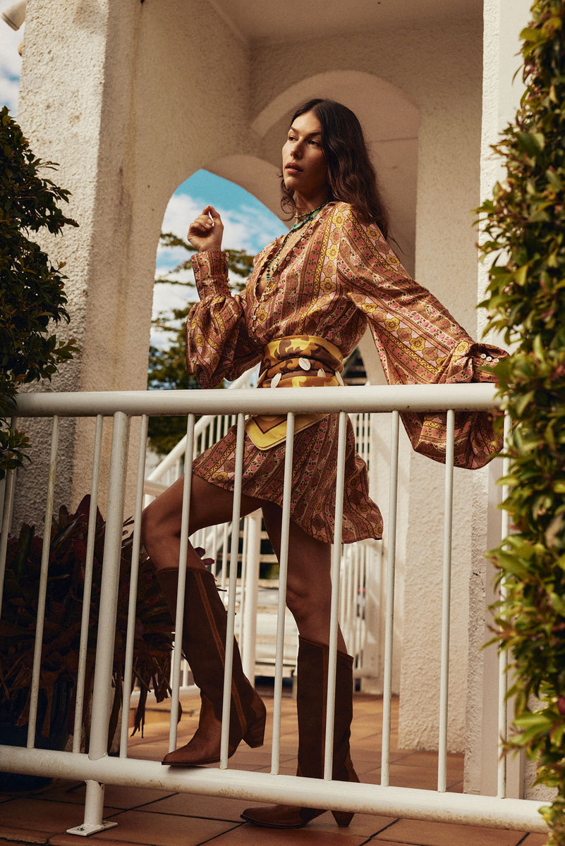 Deep River Silk Mini Dress - Amber Meadow