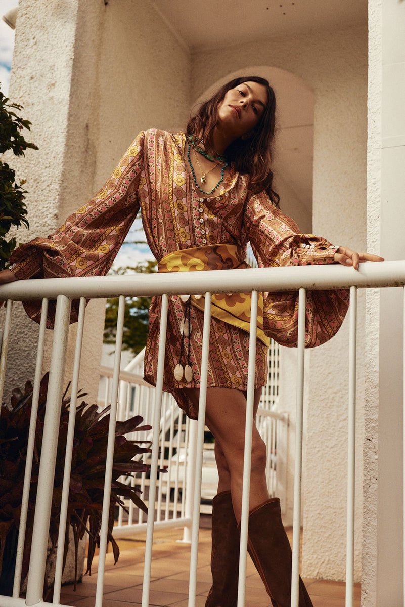 Deep River Silk Mini Dress - Amber Meadow