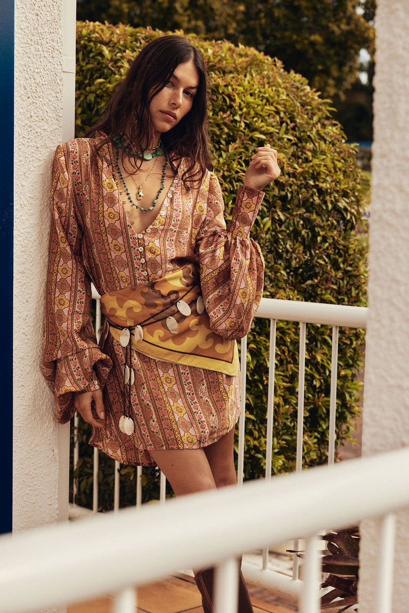 Deep River Silk Mini Dress - Amber Meadow
