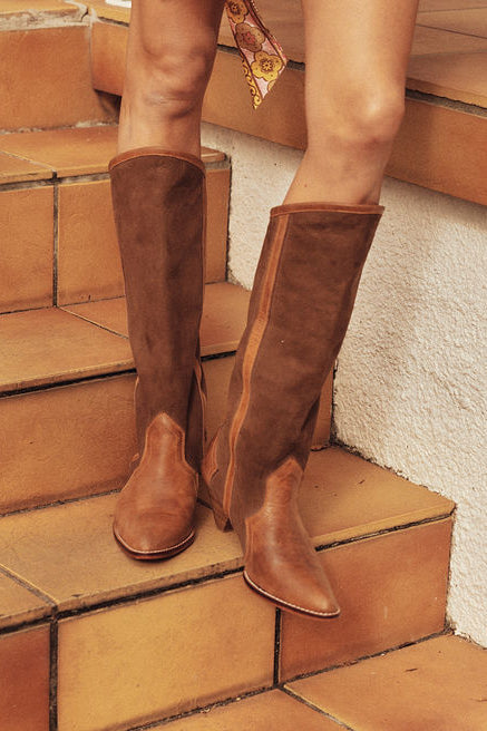 Sundance Suede + Leather Boots - Brown