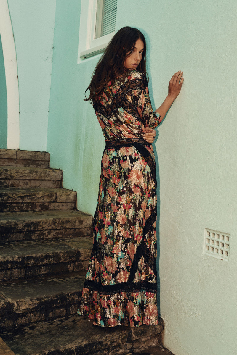 Angel Baby Lurex + Lace Maxi Dress