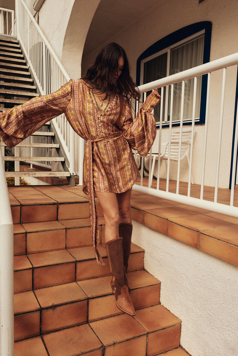 Deep River Silk Mini Dress - Amber Meadow