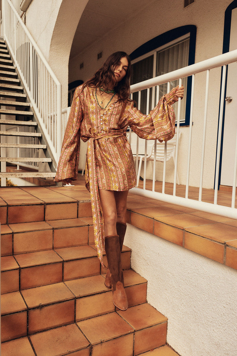 Deep River Silk Mini Dress - Amber Meadow