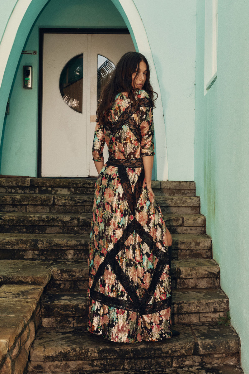 Angel Baby Lurex + Lace Maxi Dress