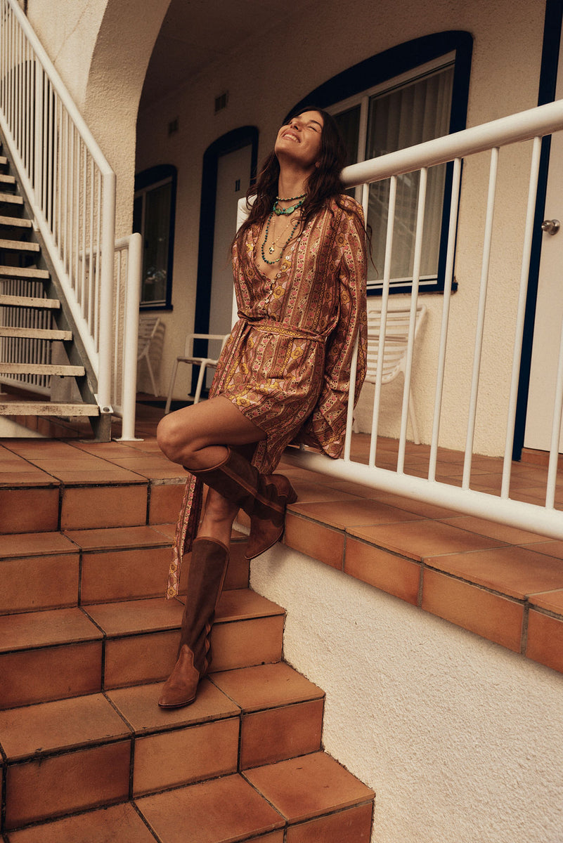 Deep River Silk Mini Dress - Amber Meadow