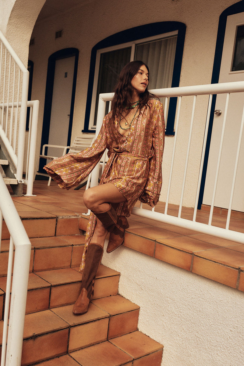 Deep River Silk Mini Dress - Amber Meadow