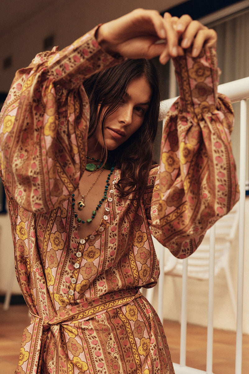 Deep River Silk Mini Dress - Amber Meadow