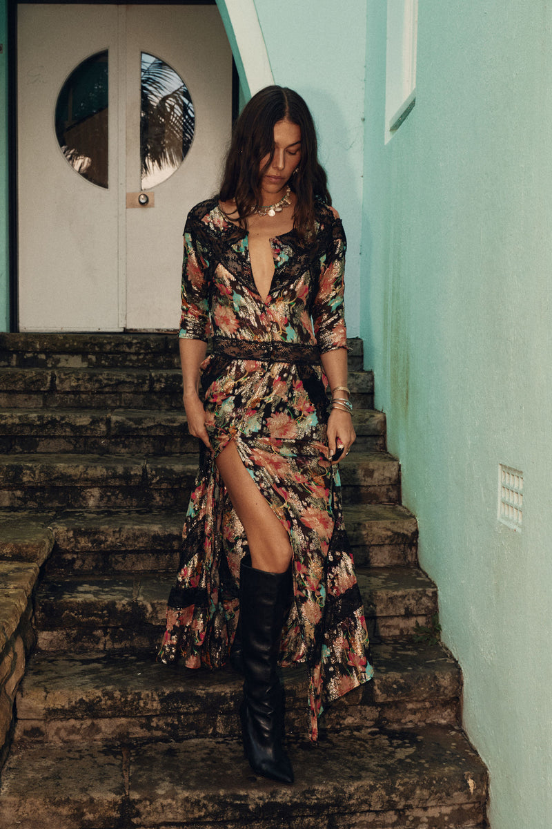 Angel Baby Lurex + Lace Maxi Dress
