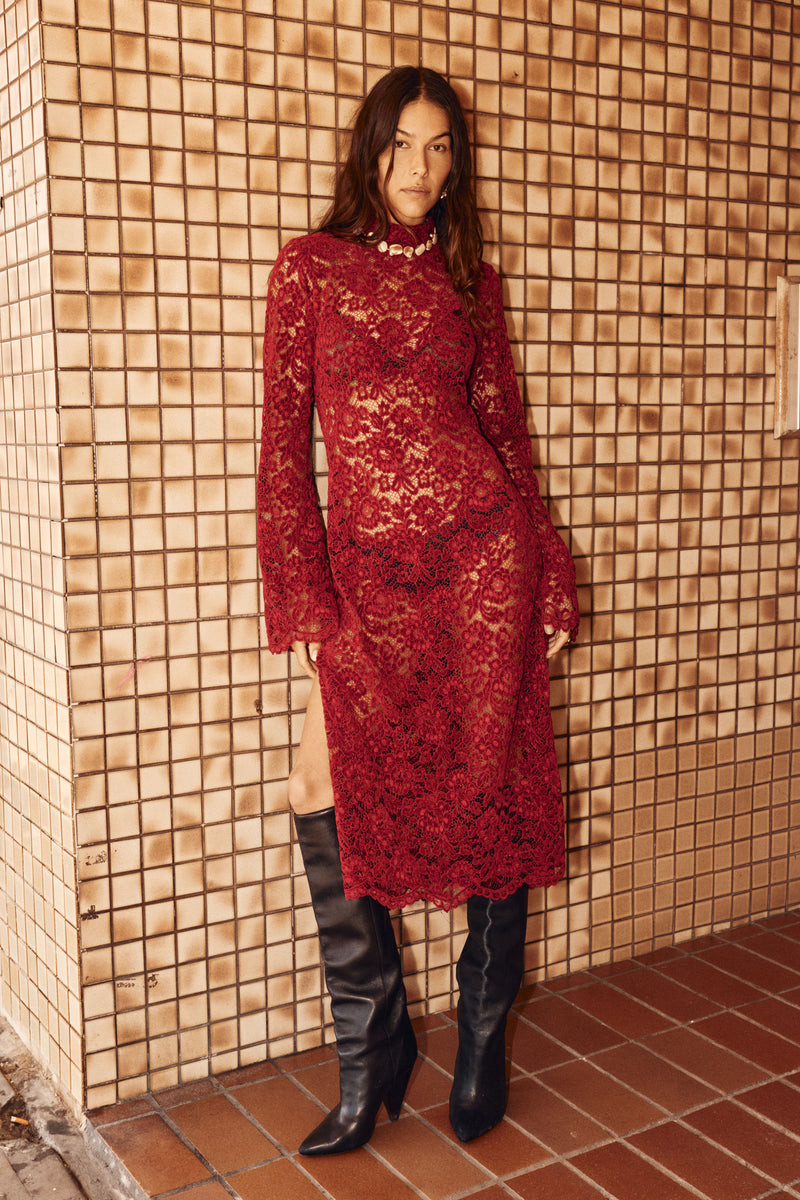 Cherry Bomb Lace Midi Dress