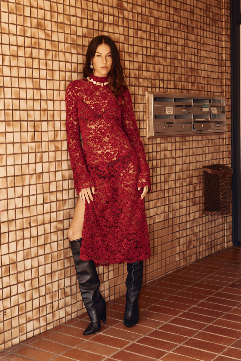 Cherry Bomb Lace Midi Dress