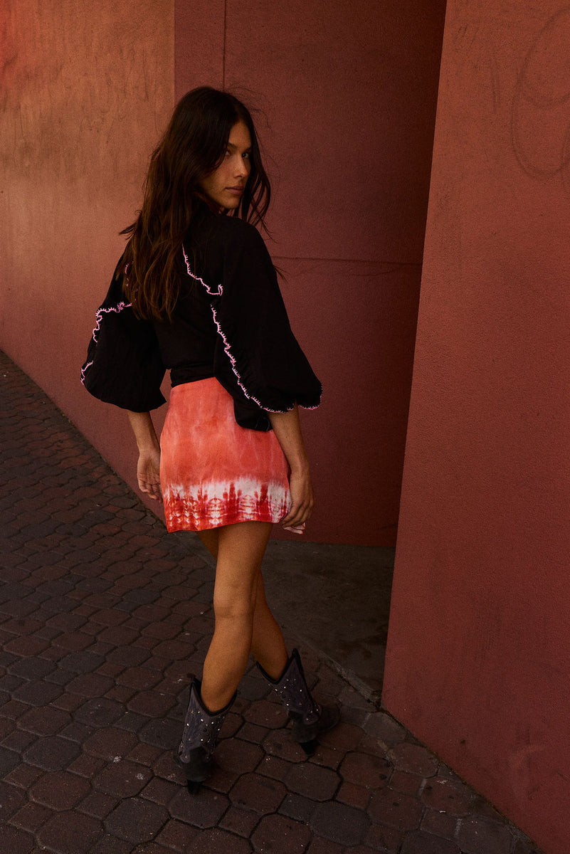 A New Day For Love Cotton Gauze Embroidered Blouse - Black Floral