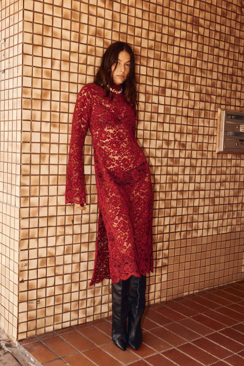 Cherry Bomb Lace Midi Dress