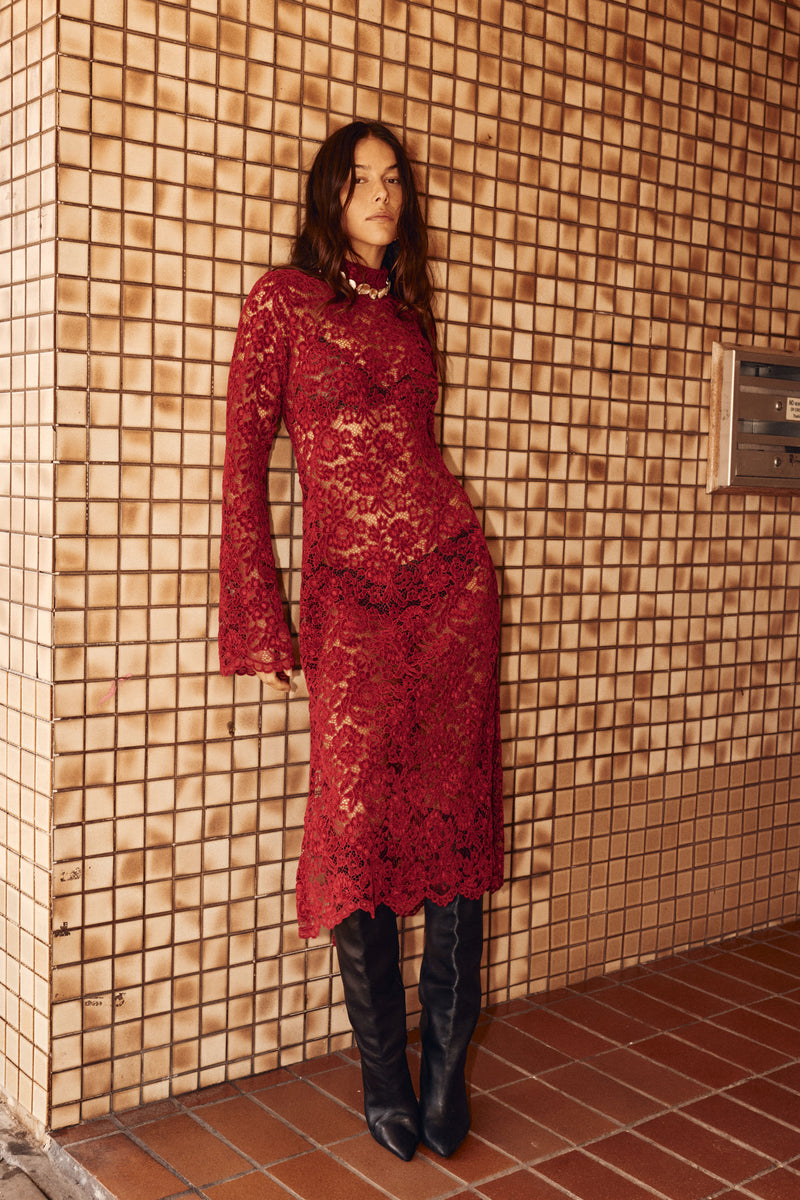 Cherry Bomb Lace Midi Dress