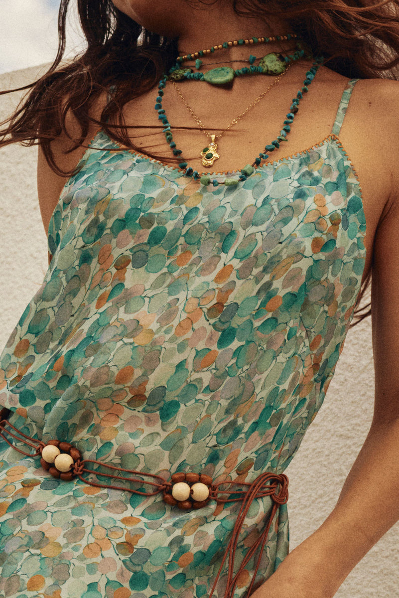 Crystal Ship Silk Slip Midi Dress - Sea Glass