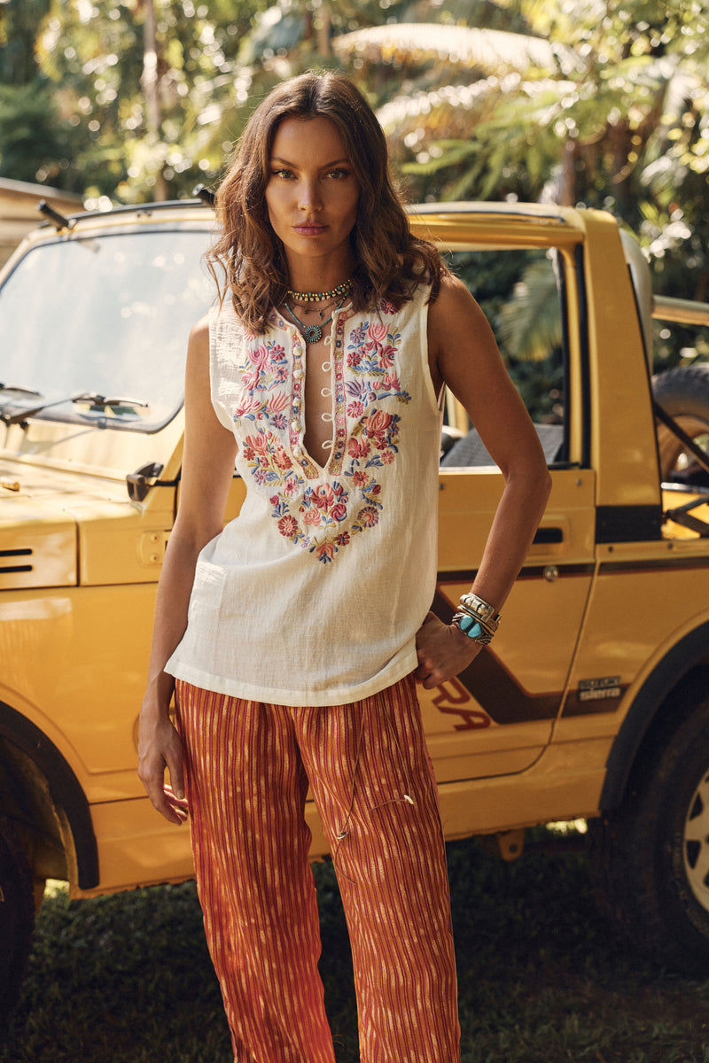 Flower in Your Hair Cotton Tunic Blouse