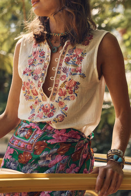 Flower in Your Hair Cotton Tunic Blouse