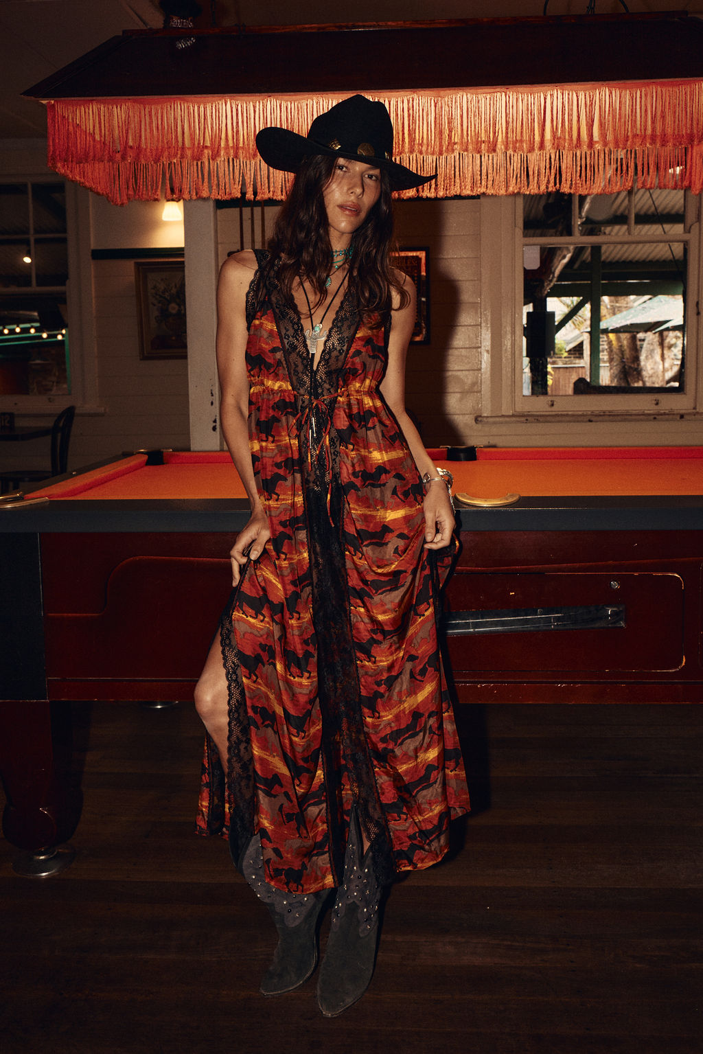 The Enchanted Gypsy Silk + Lace Maxi Dress - Sundown