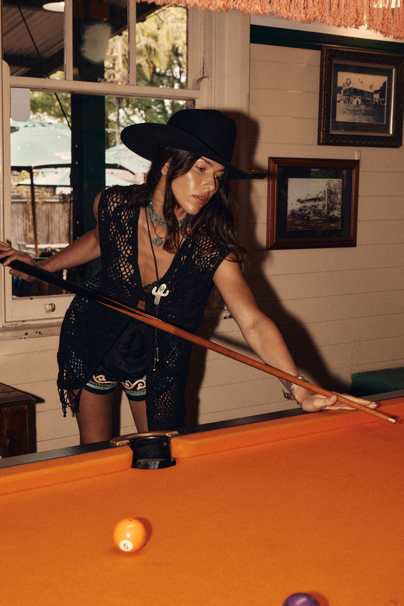 Feelin' Alright Hand Crochet Vest - Black