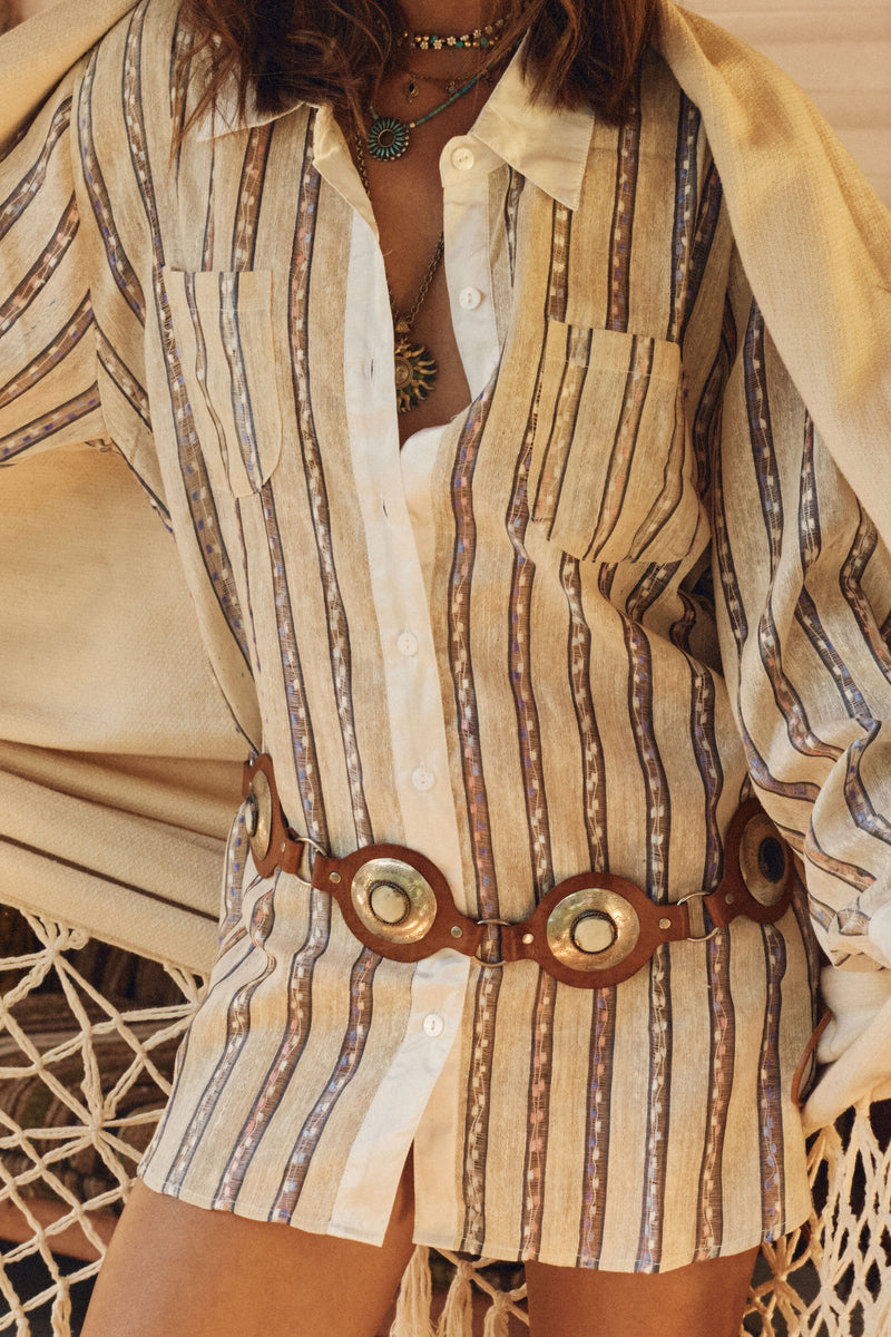 Clear Blue Morning Linen + Silk Shirt