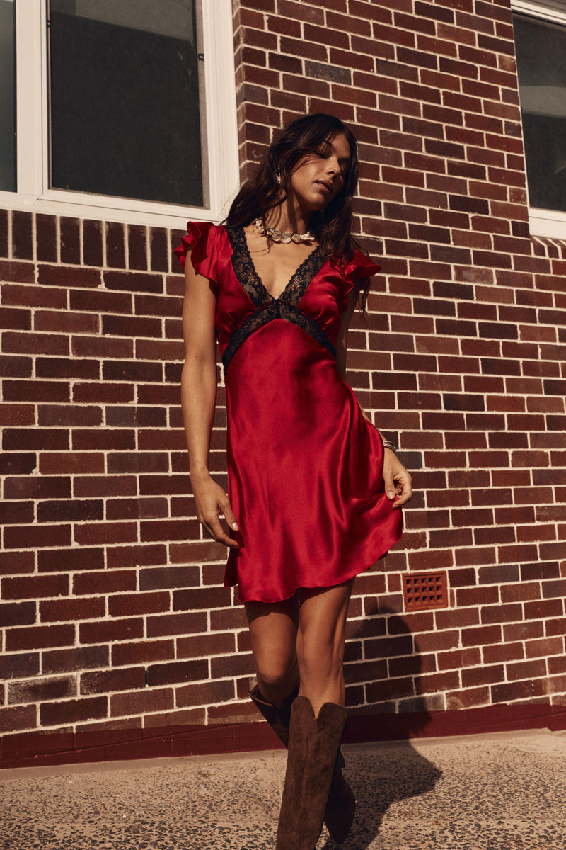 I Remember Everything Silk Mini Dress - Red
