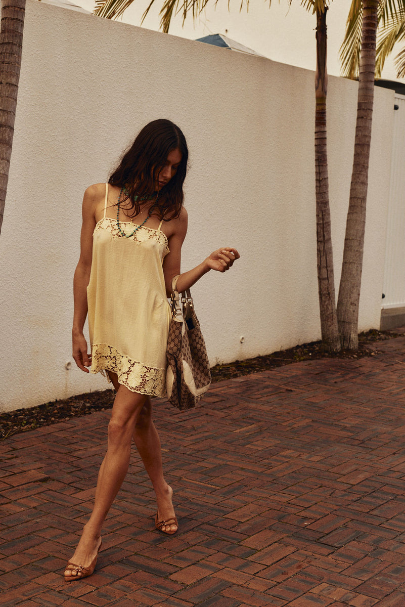 Morning Has Broken Cutwork Mini Dress - Lemon