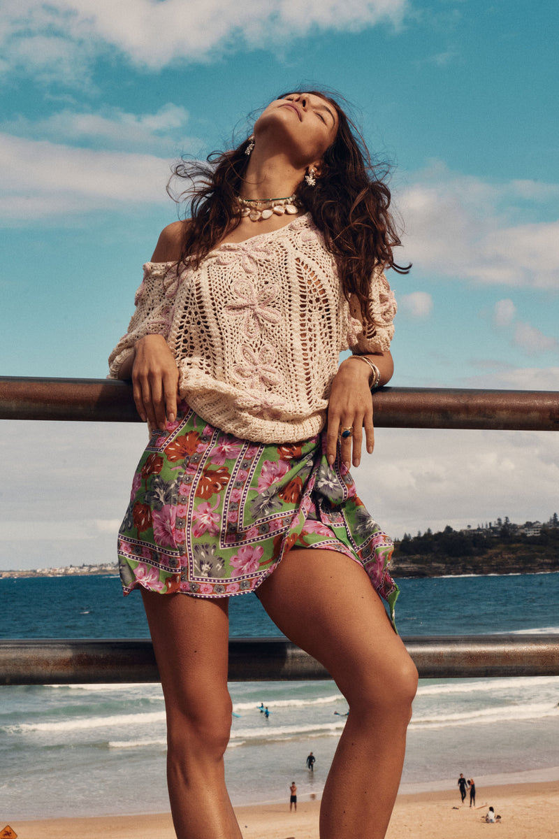 Heart of Glass Silk Wrap Mini Skirt