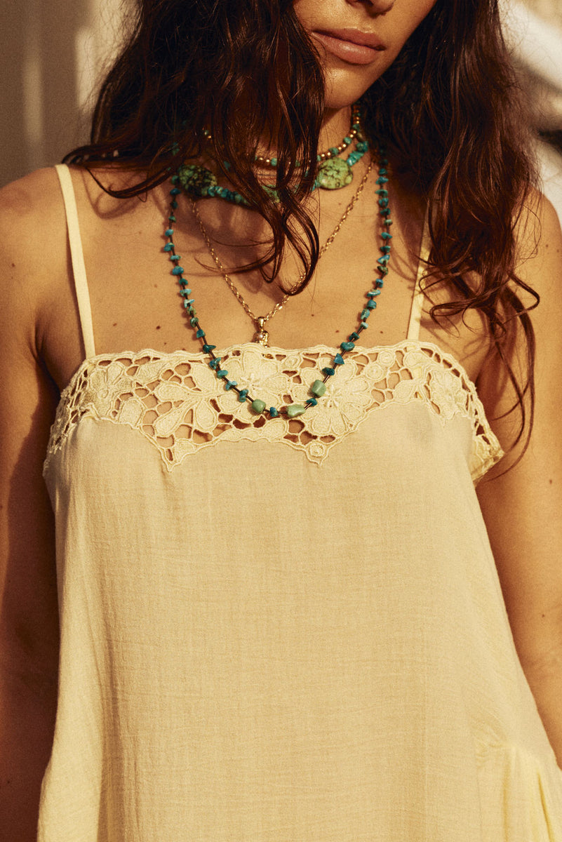 Morning Has Broken Cutwork Mini Dress - Lemon