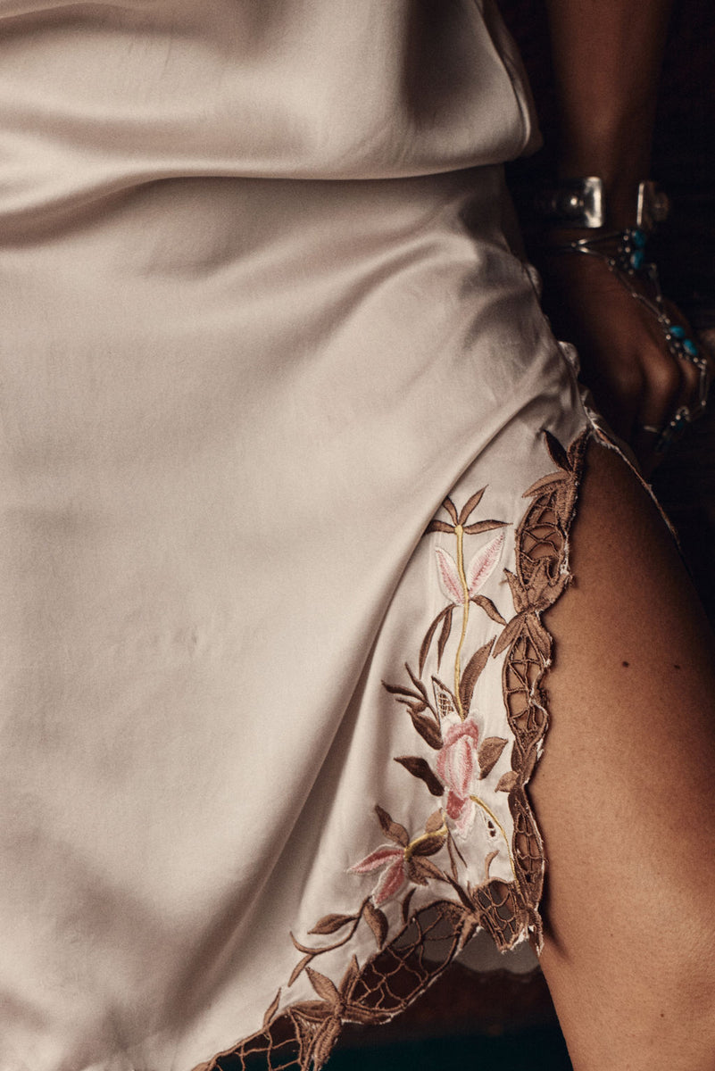 Rosemary Silk Embroidered Slip Dress