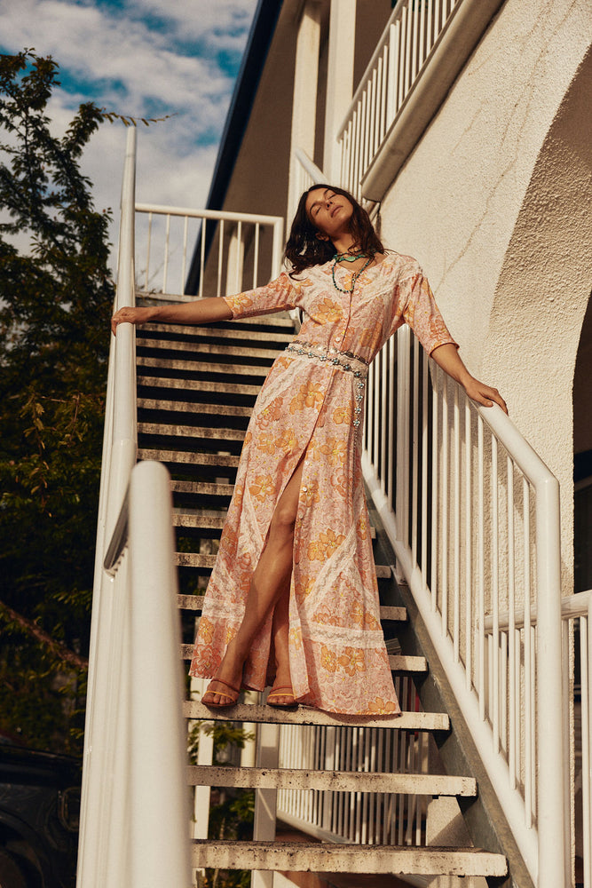Angel Baby Cotton + Lace Maxi Dress - Pink Floral