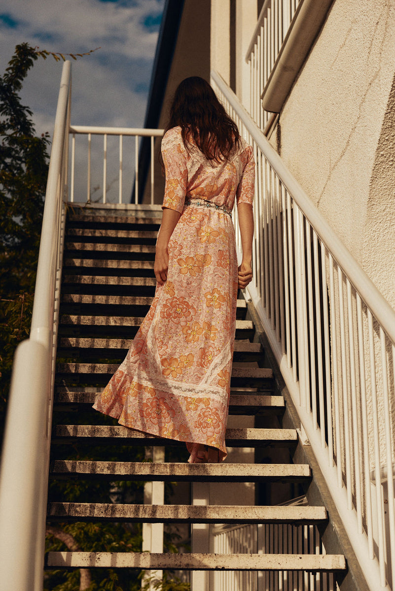 Angel Baby Cotton + Lace Maxi Dress - Pink Floral