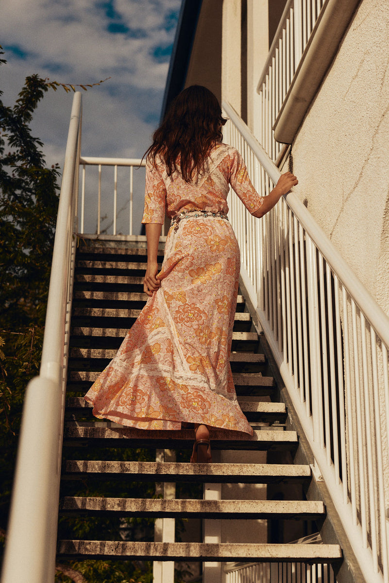 Angel Baby Cotton + Lace Maxi Dress - Pink Floral
