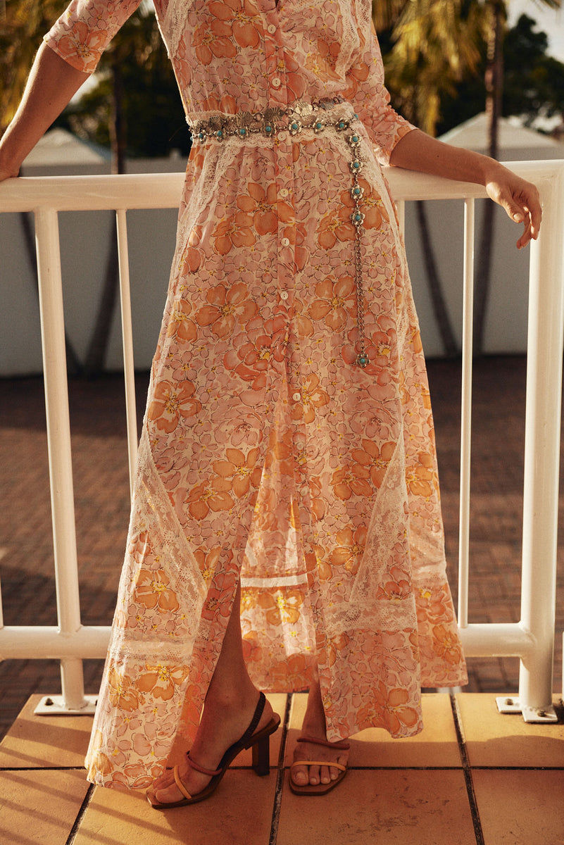 Angel Baby Cotton + Lace Maxi Dress - Pink Floral