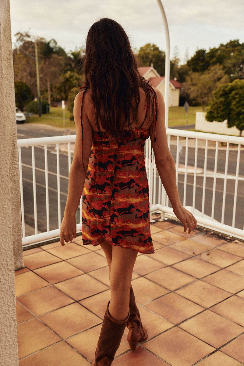 Just Dropped In Silk Mini Dress - Sundown
