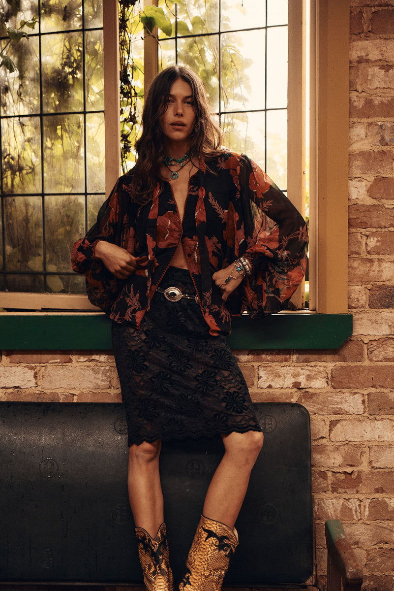 Till The Morning Comes Silk Blouse - 70s Floral