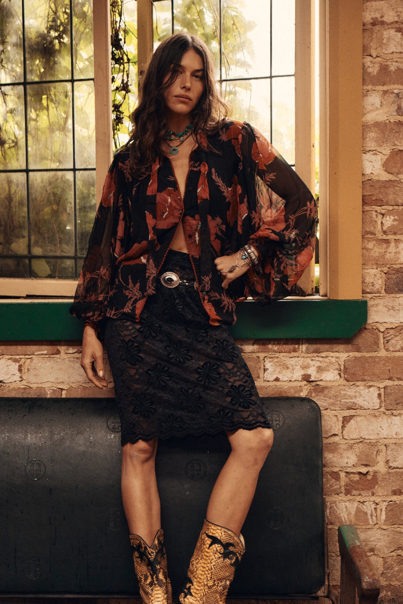 Till The Morning Comes Silk Blouse - 70s Floral