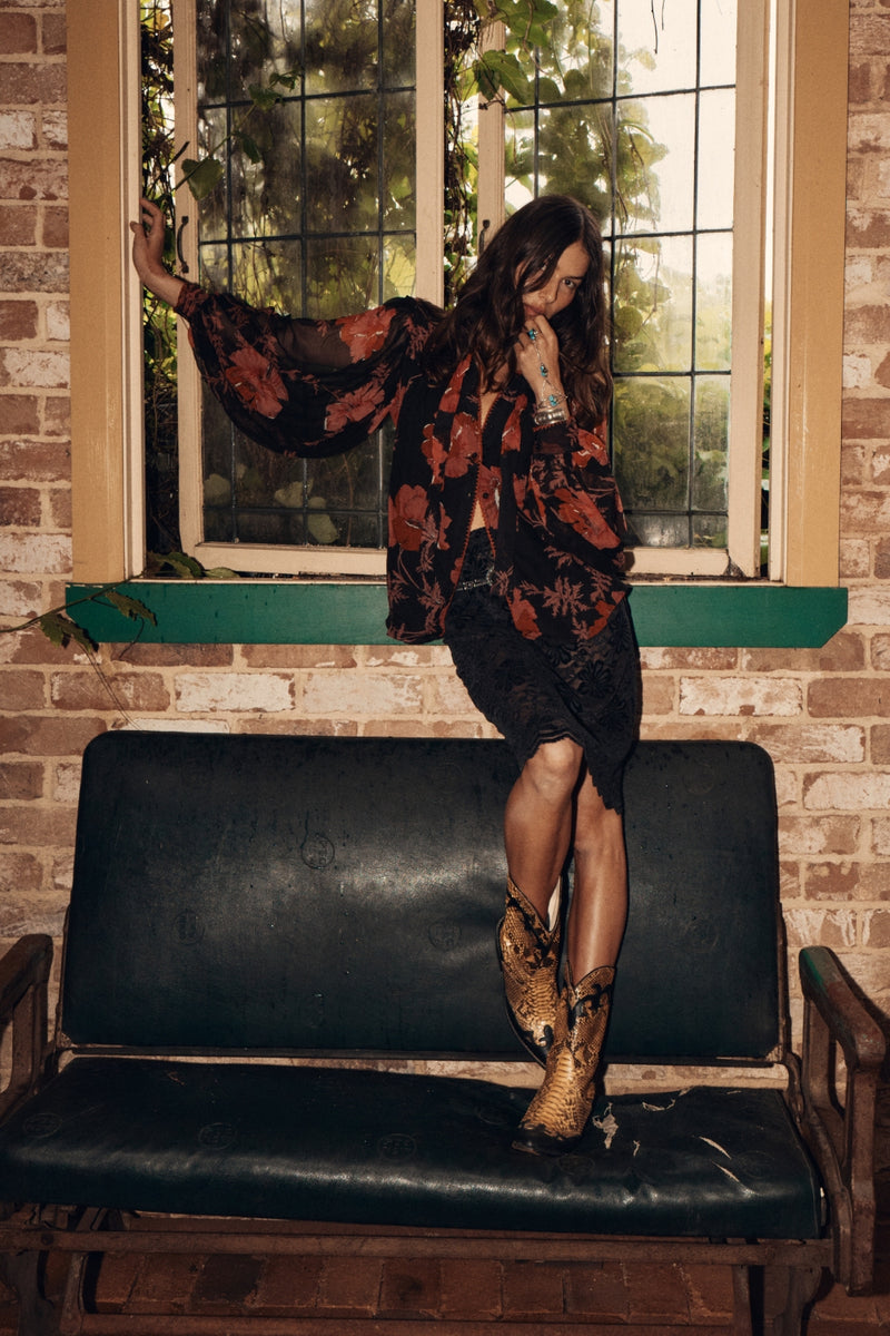 Till The Morning Comes Silk Blouse - 70s Floral