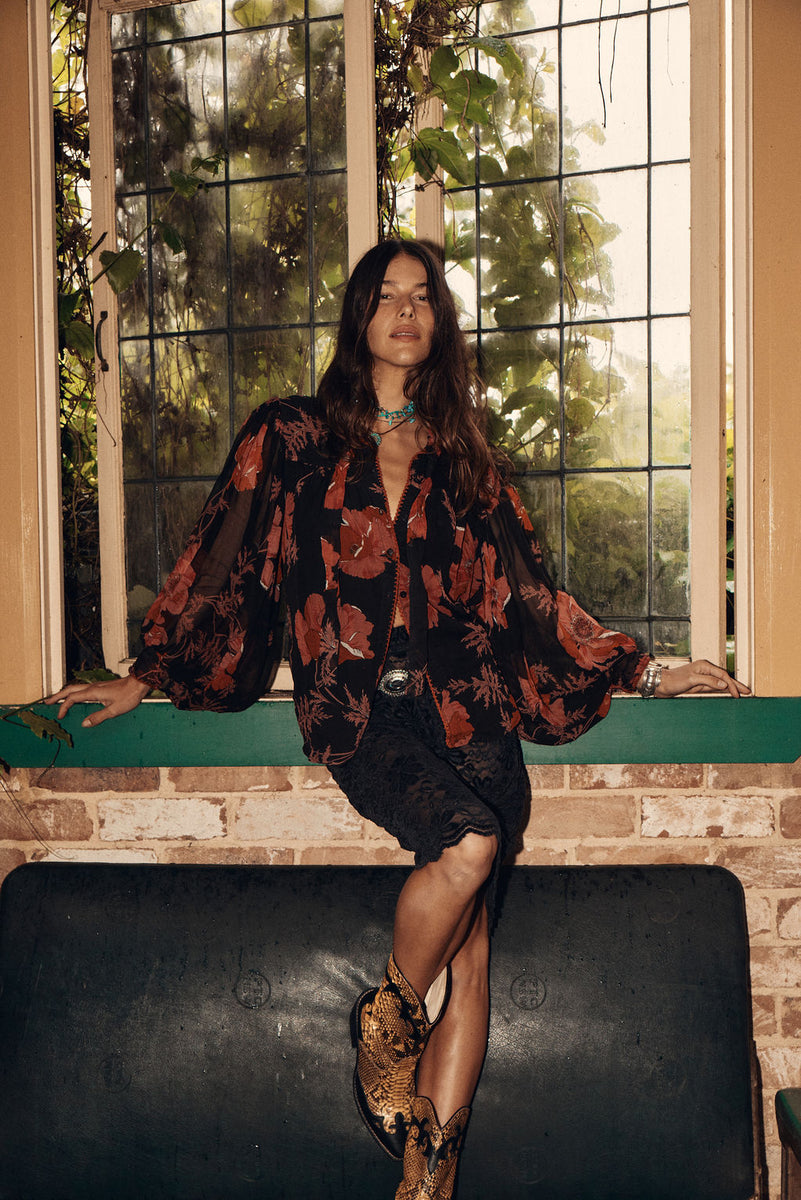 Till The Morning Comes Silk Blouse - 70s Floral