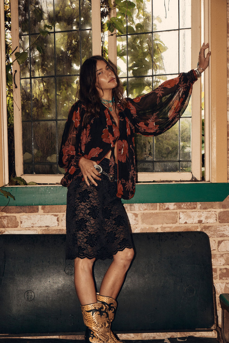 Till The Morning Comes Silk Blouse - 70s Floral