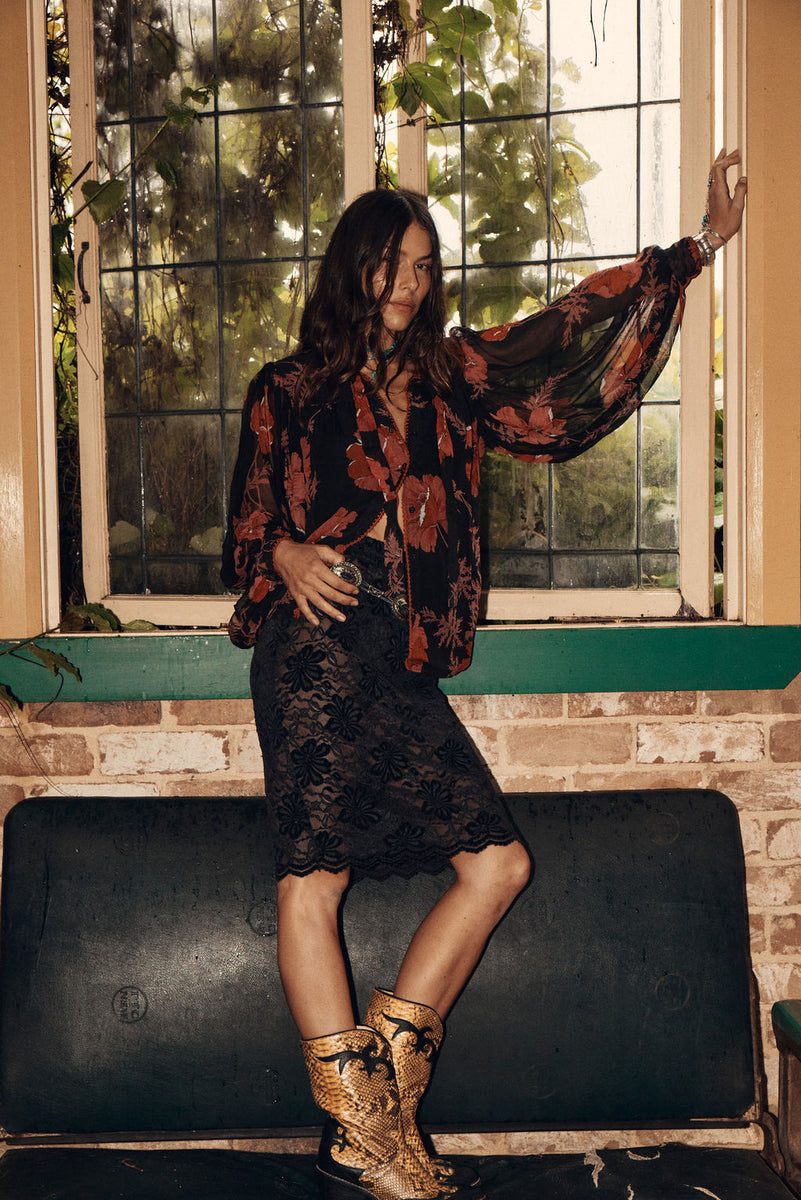 Till The Morning Comes Silk Blouse - 70s Floral