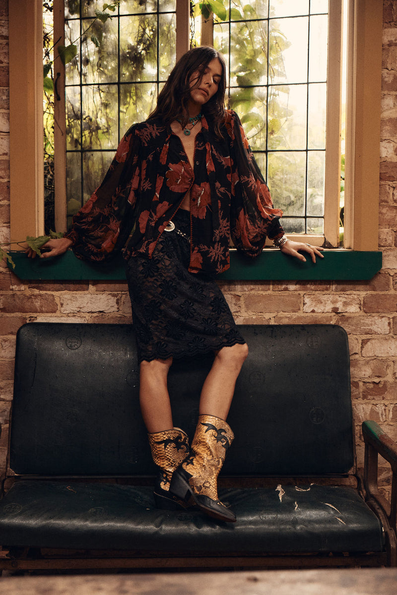 Till The Morning Comes Silk Blouse - 70s Floral