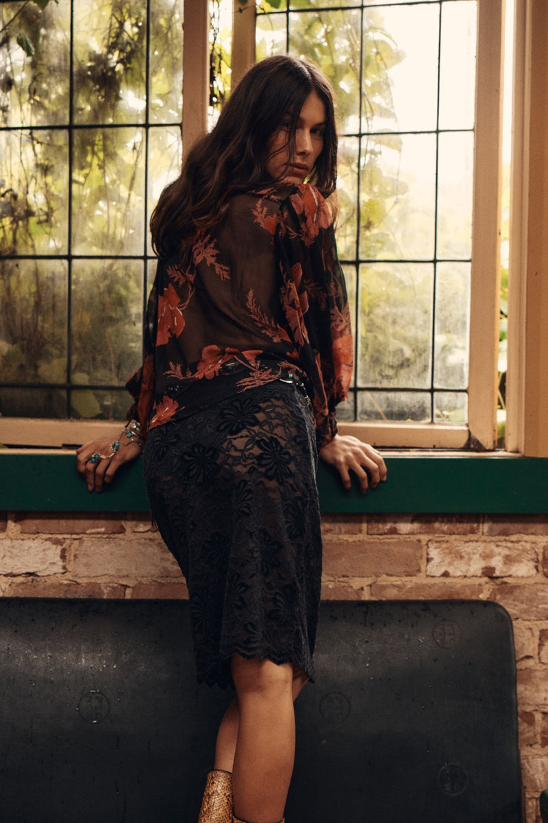 Till The Morning Comes Silk Blouse - 70s Floral