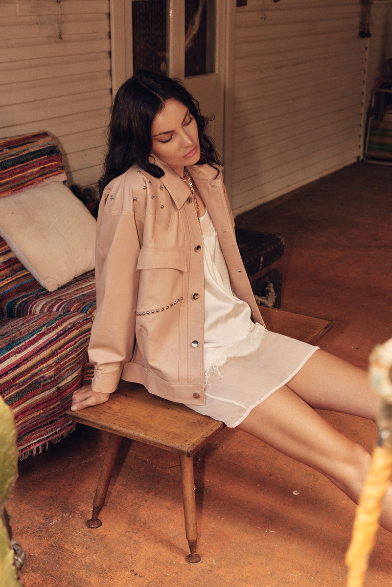 Ride On Leather Jacket - Palest Pink