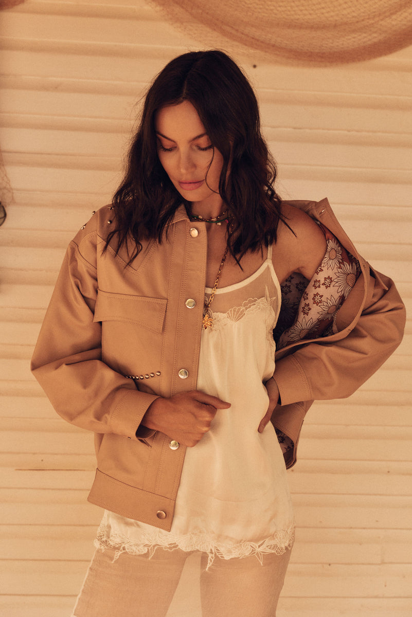 Ride On Leather Jacket - Palest Pink