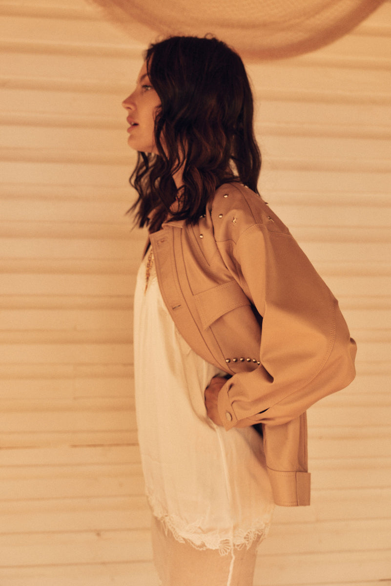 Ride On Leather Jacket - Palest Pink